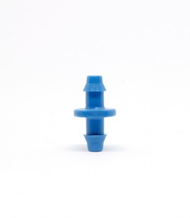 Conector azul para microtubo 4x7 - 4x7, dentado. 10 uds.