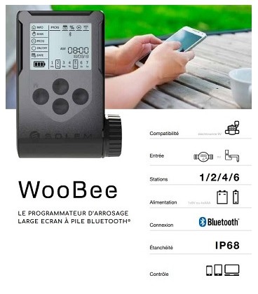 Programador de riego a pilas SOLEM WOOBEE Bluetooth 1 salida