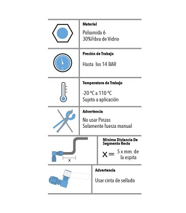 Manguito unión reducido 8x6mm. Mando hidráulico.