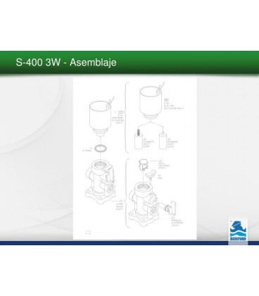 Solenoide Bermad S400, 3 vías, 24vAC, NC, base plástico.