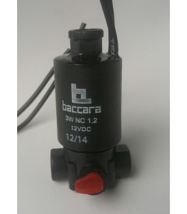 Solenoide BACCARA G75 3 VIAS 12VDC NC 1,2 MM. Base plástica.