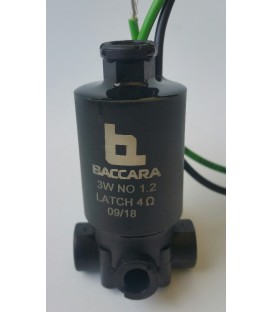 Solenoide BACCARA G75 3 VIAS 9/12V Latch NO 1,2 MM. Base plástica.