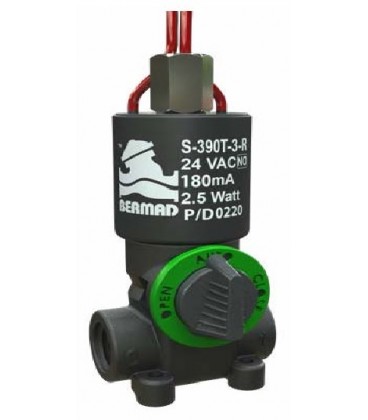 Solenoide Bermad S-390T, 3 vías, 24 vAC, NO, base plástico.