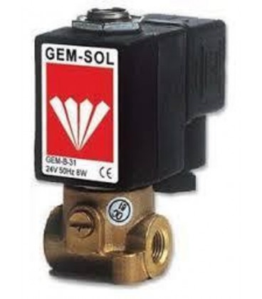 Solenoide Baccara GEMSOL, 3 VIAS, 24VAC N.O. 5,5W 2,0mm, base metálica.