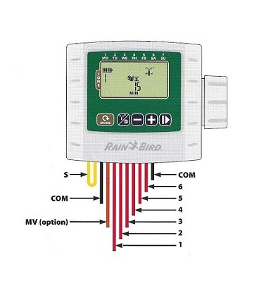 Programador de riego rain bird a pilas ESP-9V, de 6 estaciones