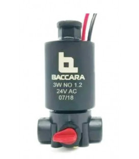 Solenoide BACCARA G75, 3 vías, 24 vAC, NO, base plástico, 1.2mm.