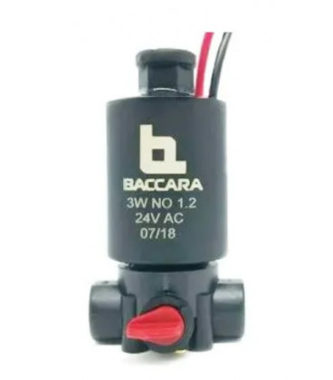 Solenoide BACCARA G75, 3 vías, 24 vAC, NO, base plástico, 1.2mm.